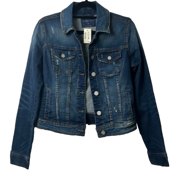 Aéropostale Jackets & Blazers - NEW Aeropostale Jean Denim Jacket Sm Blue Faded Wash Y2K Pockets Cotton A57
